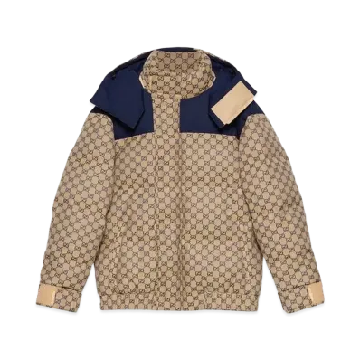 GUCCI GG Canvas Goose Down Jacket "Beige/Blue"