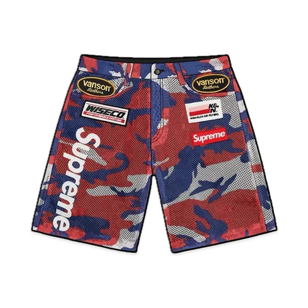Supreme x Vanson Leathers Cordura Mesh Short "Red Camo"