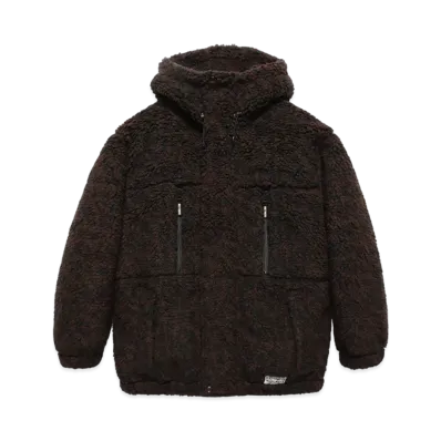 WACKO MARIA Leopard BOA FLEECE HOODED JACKET "Dark Brown"