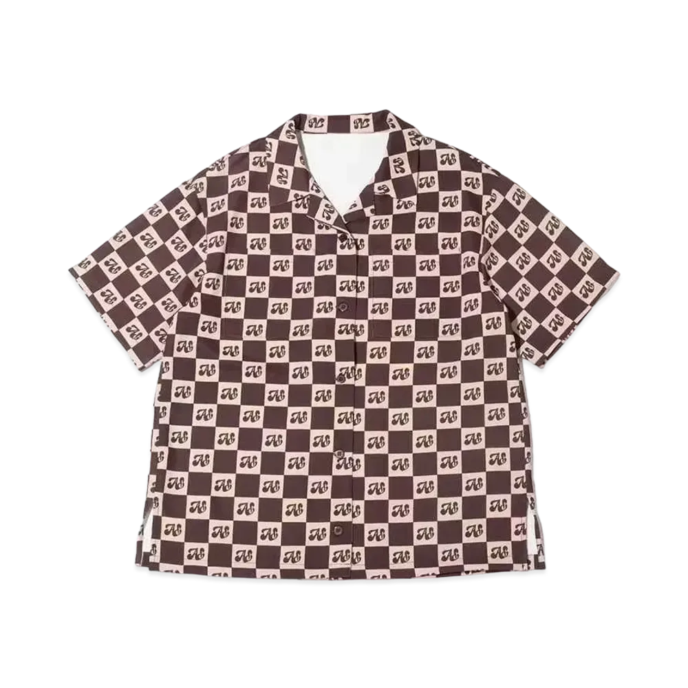 atmos pink Checkered Open Collar Shirt "Brown"