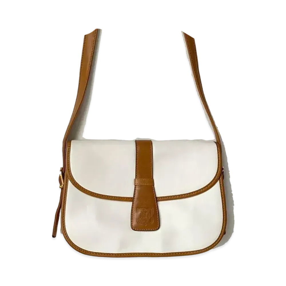 CELINE Macadam Leather Shoulder Bag "White"
