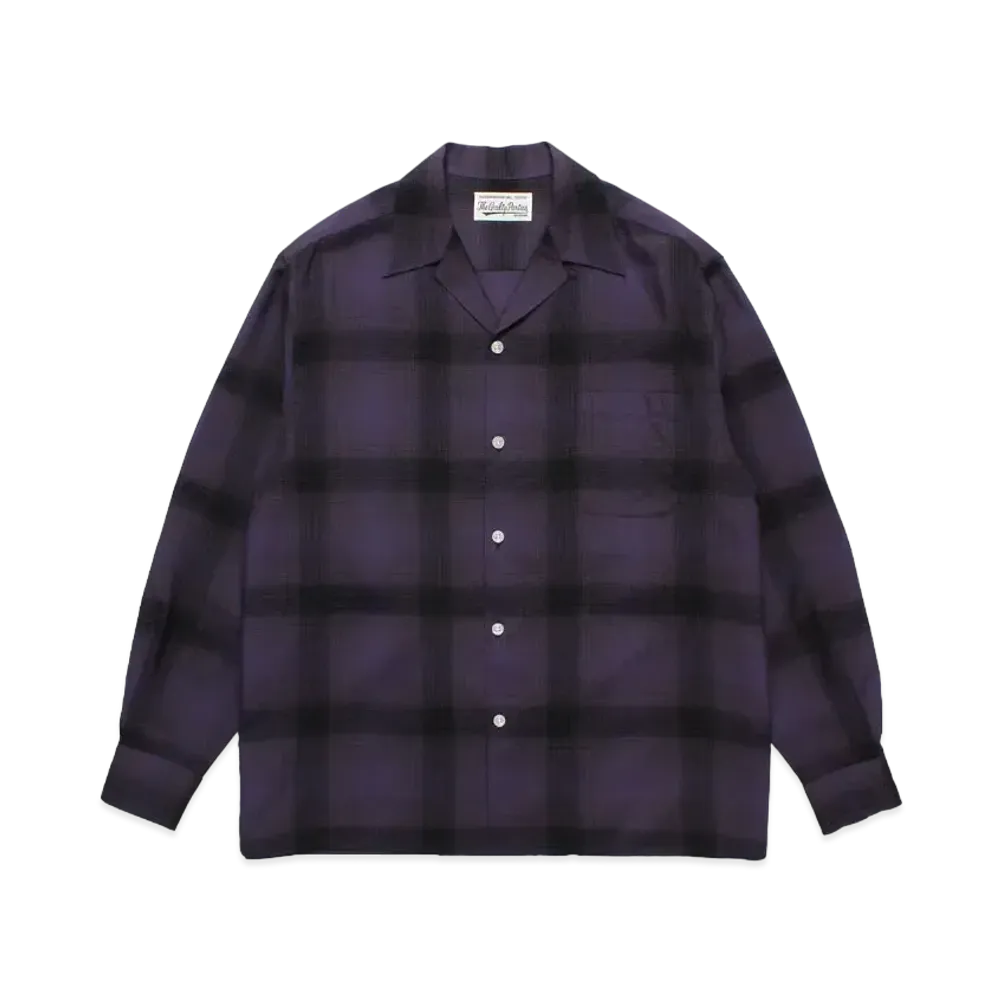 WACKO MARIA Check Open Collar Shirt "Purple"