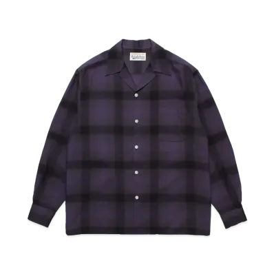 WACKO MARIA Check Open Collar Shirt "Purple"