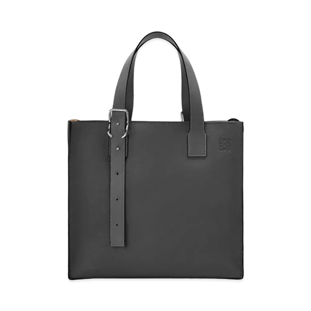 LOEWE Buckle Zip Tote In Soft Grained Calfskin "Black"