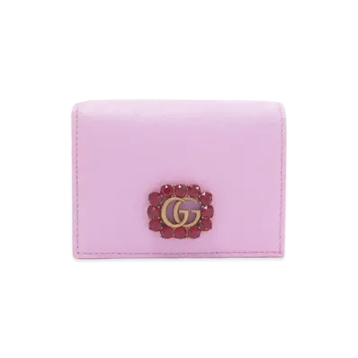GUCCI GG Marmont Crystal Compact Wallet "Pink"
