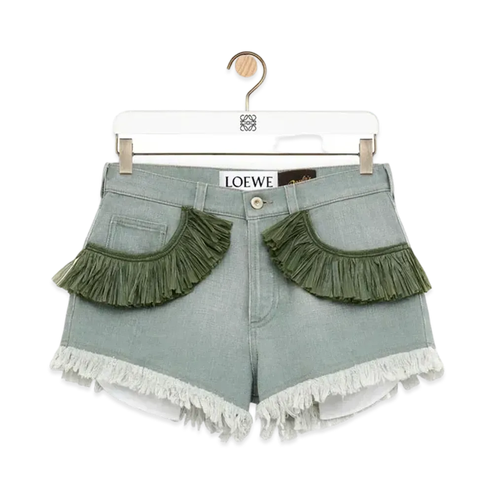 LOEWE Shorts In Denim "Khaki Green"