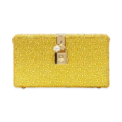 Dolce&Gabbana Dolce Box Clutch Bag Heat Apply Rinstone "Yellow"