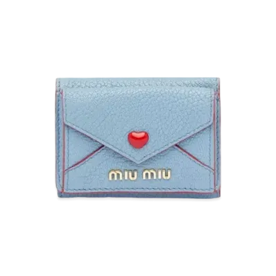 MIU MIU Madras Love Wallet "Light Blue"