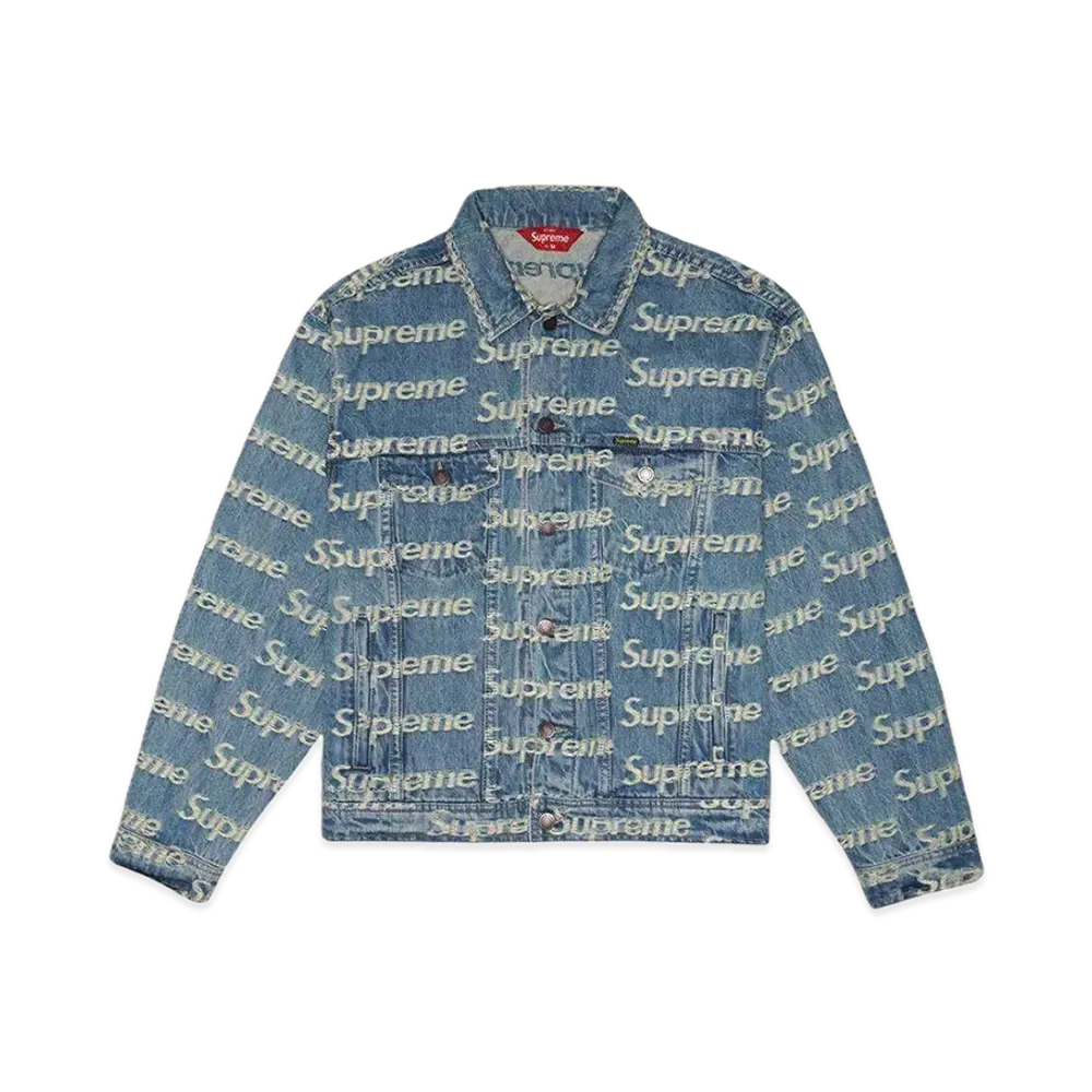 Supreme Frayed Logos Denim Trucker Jacket "Blue"