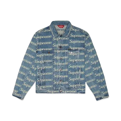 Supreme Frayed Logos Denim Trucker Jacket "Blue"