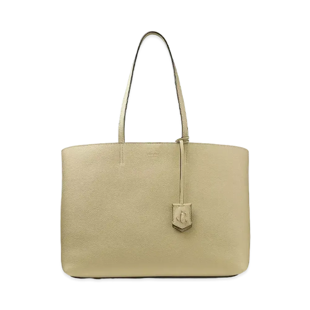 JIMMY CHOO NINE2FIVE E/W Light Gold JC Logo With Grainy Curf Leather Tote Bag "Barley"