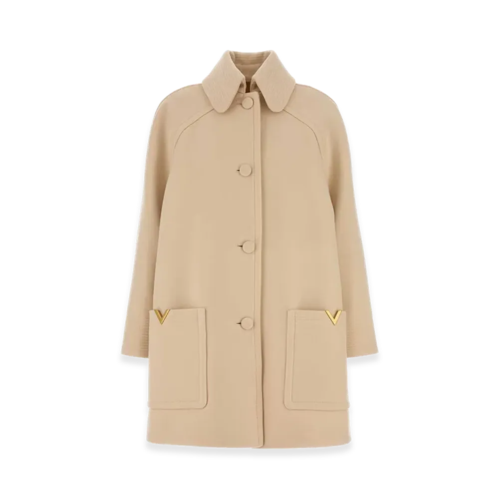 Valentino Women's Virgin Wool Long Coat "Beige"