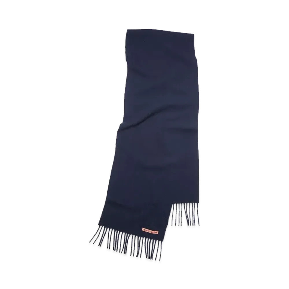 Acne Studios Fringe Wool Scarf "Navy Blue"