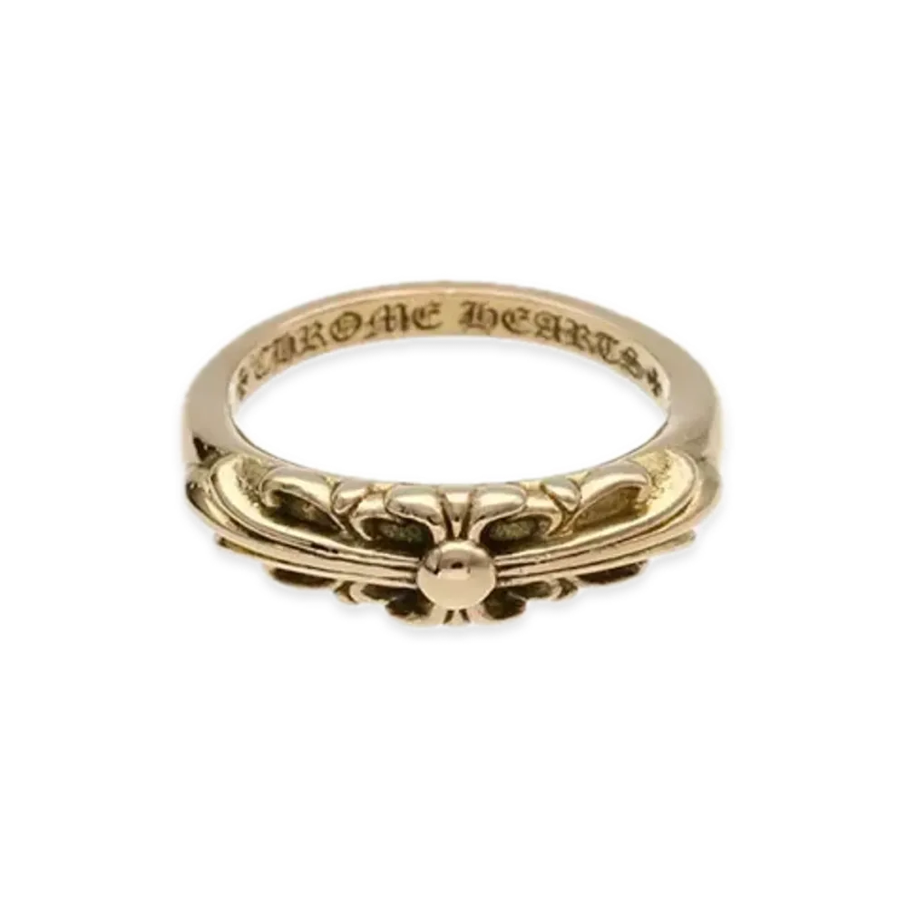 Chrome Hearts 22K Baby Classic Floral Cross Ring "Yellow Gold"