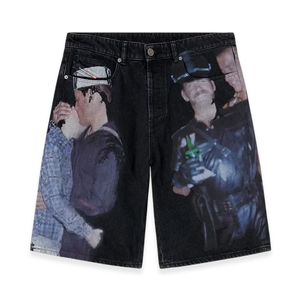 Diesel Pr-D-Rixford-S Denim Shorts With Multicolor Print "Black"