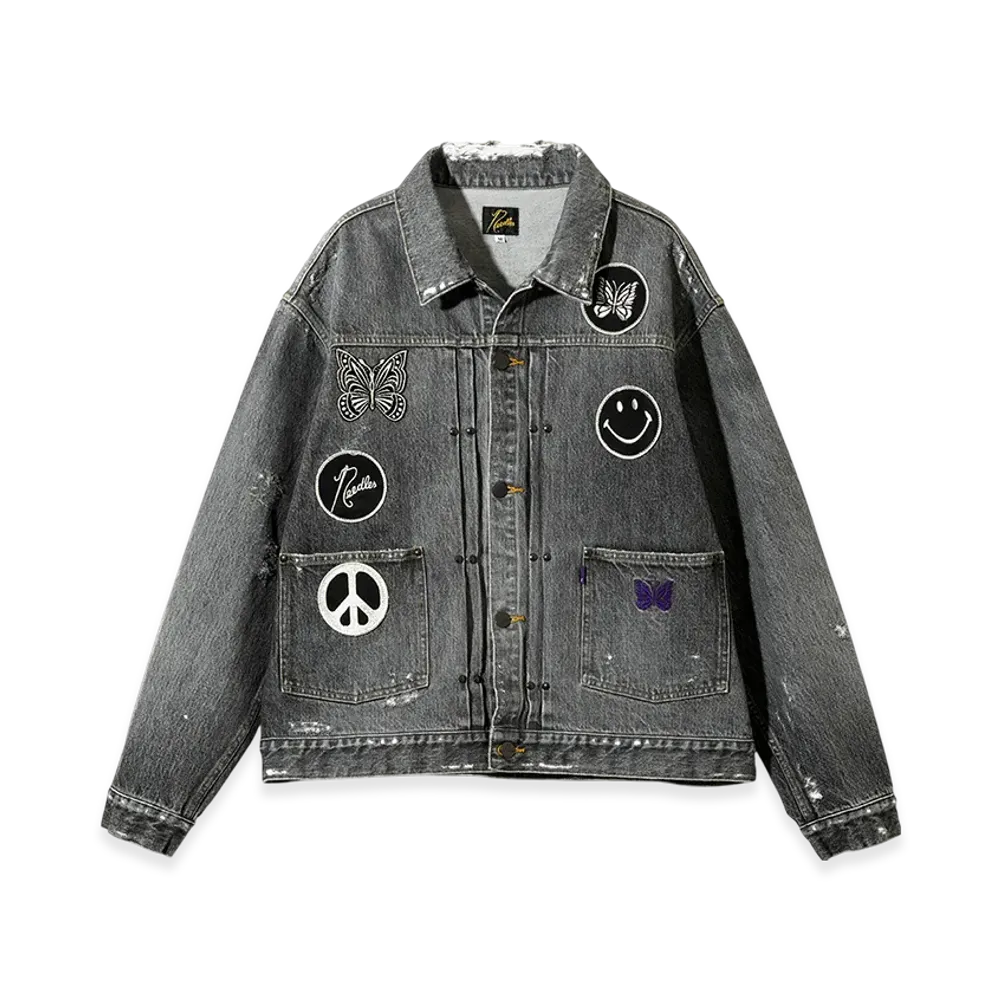 NEEDLES Assorted Patches Jean Jacket - 13OZ Denim / Distressed "Black"