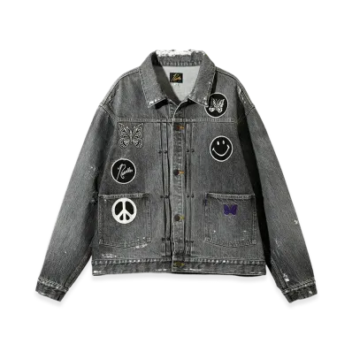 NEEDLES Assorted Patches Jean Jacket - 13OZ Denim / Distressed "Black"