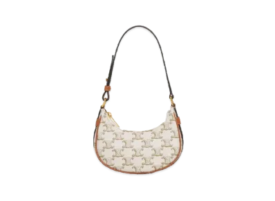 CELINE Mini Ava In Triomphe Canvas And Calfskin "White/Tan"