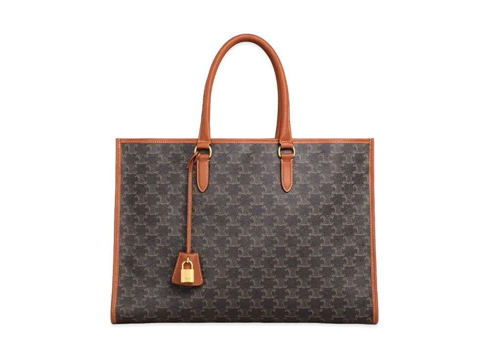 CELINE Horizontal Cabas In Triomphe Canvas And Calfskin "Tan"