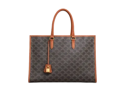 CELINE Horizontal Cabas In Triomphe Canvas And Calfskin "Tan"
