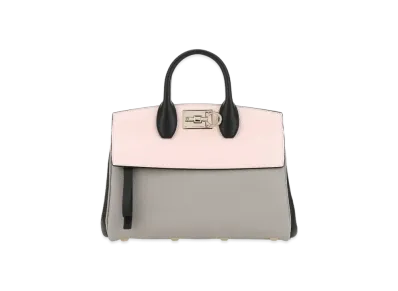 Salvatore Ferragamo Ferragamo Studio Bag (Small) "Rhinoceros Grey/Black/Pink Lemonade"