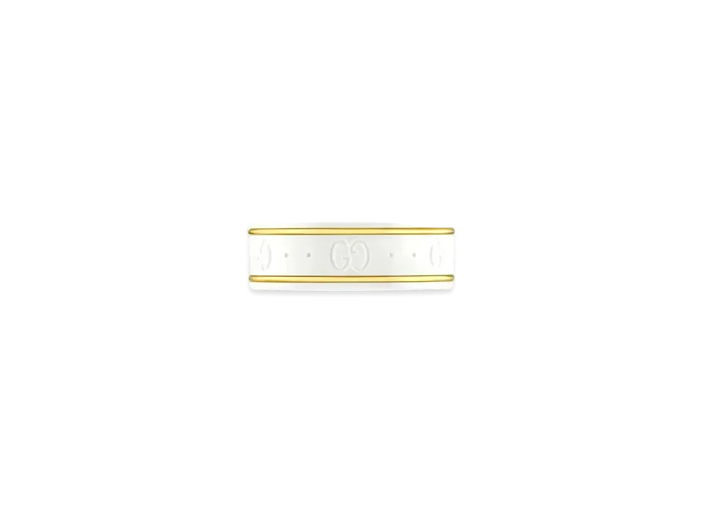 GUCCI Icon Ring With Yellow Gold Interlocking G "White"