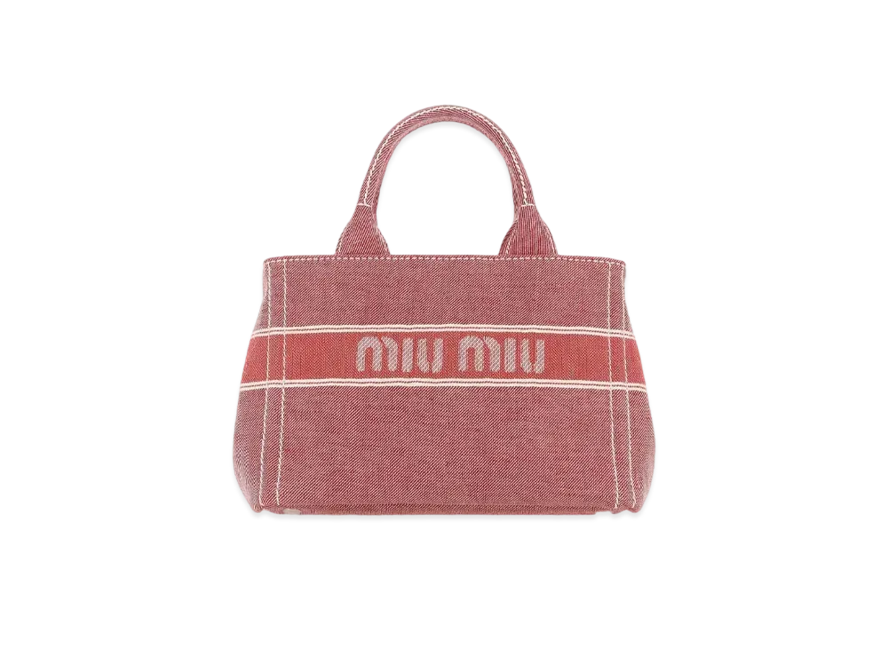 MIU MIU Denim Handbag With Jacquard Logo "Red"