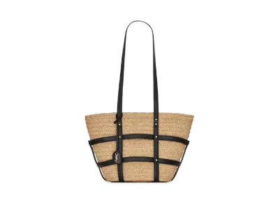 Saint Laurent Panier Medium Bag In Natural Raffia And Smooth Leather "Naturel"