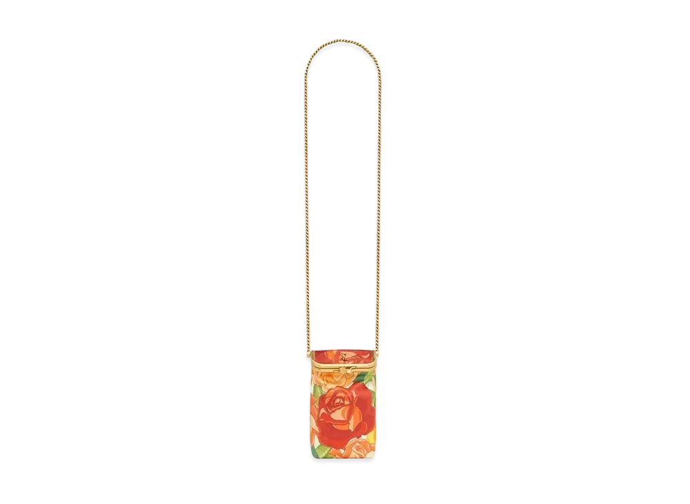 Saint Laurent Charniere Small Bag In Flower-Print Satin "Rouge"