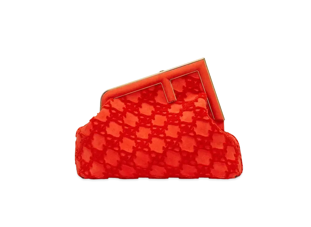 FENDI First Medium Suede Bag "Red"