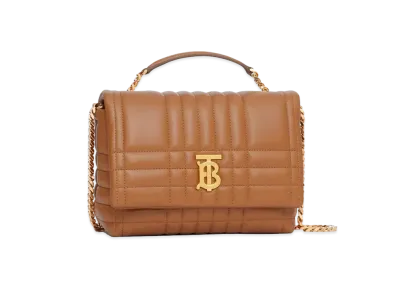 BURBERRY Small Quilting Lamb Skin Lola Satchel "Maple Brown"
