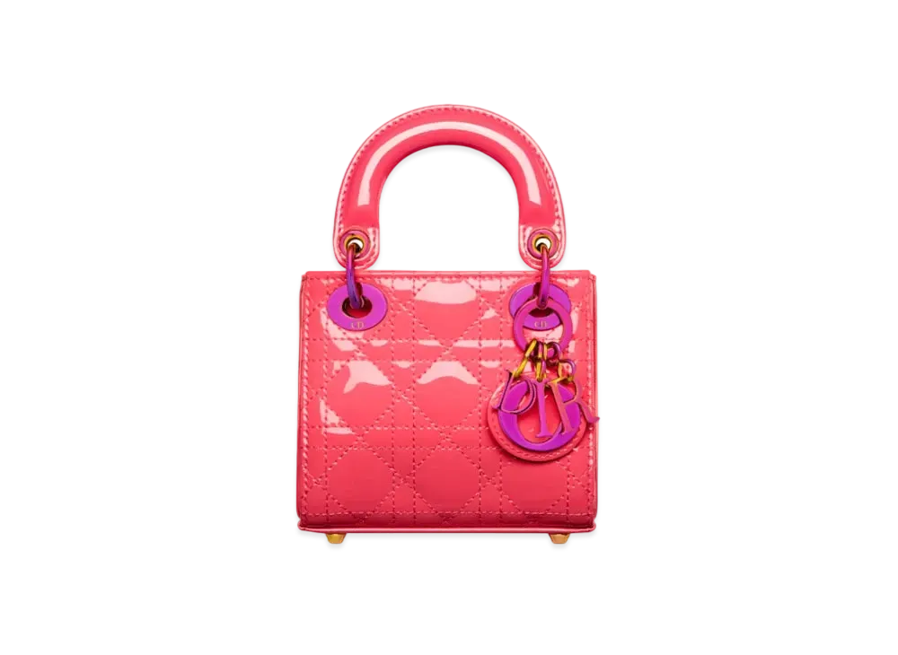 Dior Lady Dior Microbag Cannage Pantent Calfskin "Bright Pink"