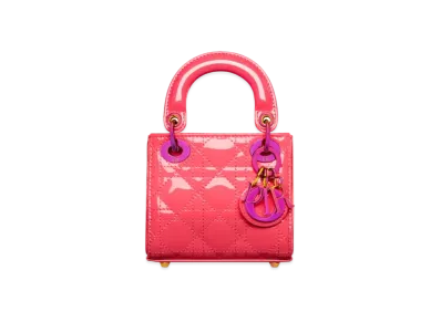 Dior Lady Dior Microbag Cannage Pantent Calfskin "Bright Pink"