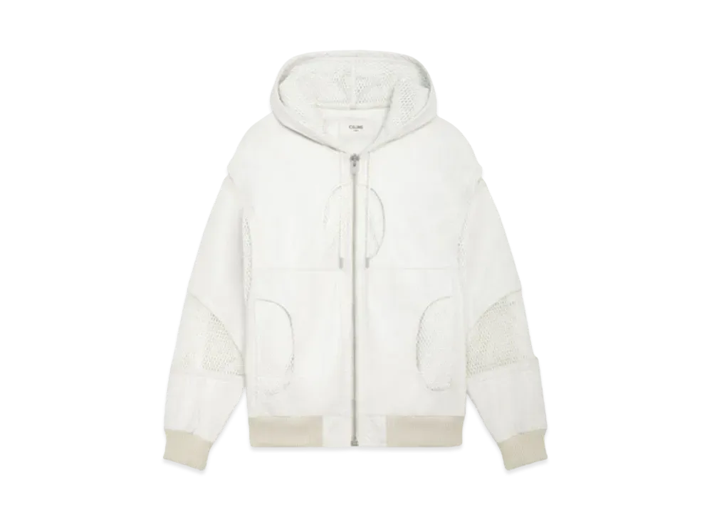 CELINE Jacket With Mesh Inserts In Soft Lambskin "Optic White"