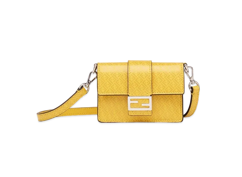 FENDI Micro Flat Baguette Leather Bag "Yellow"