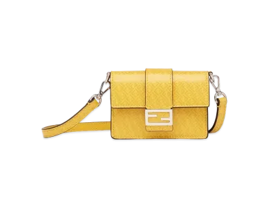 FENDI Micro Flat Baguette Leather Bag "Yellow"
