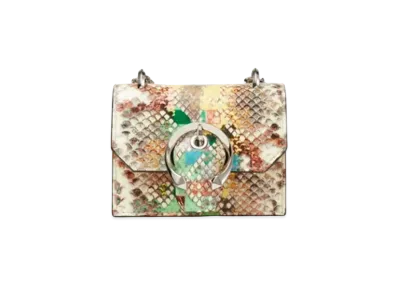 Jimmy Choo Mini Paris Glossy Rainbow Elaphe Super Mini Bag With Metal Buckle "Silver/Sunrise Mix"