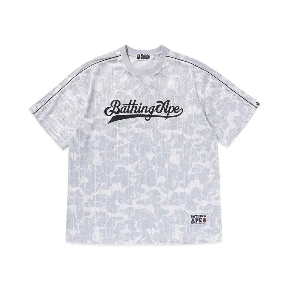 A BATHING APE Camo Stripe Baseball Logo Relaxed Fit Tee "White"
