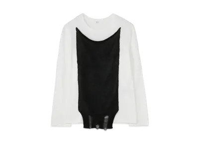 Yohji Yamamoto Y's COTTON PLAIN STITCH KNIT LONG SLEEVE T-SHIRT "White/Black"