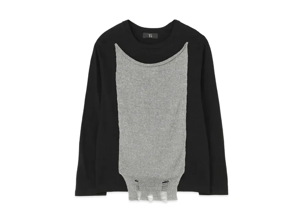 Yohji Yamamoto Y's COTTON PLAIN STITCH KNIT LONG SLEEVE T-SHIRT "Grey"