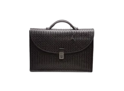 Bottega Veneta Intrecciato Briefcase "Dark Brown"