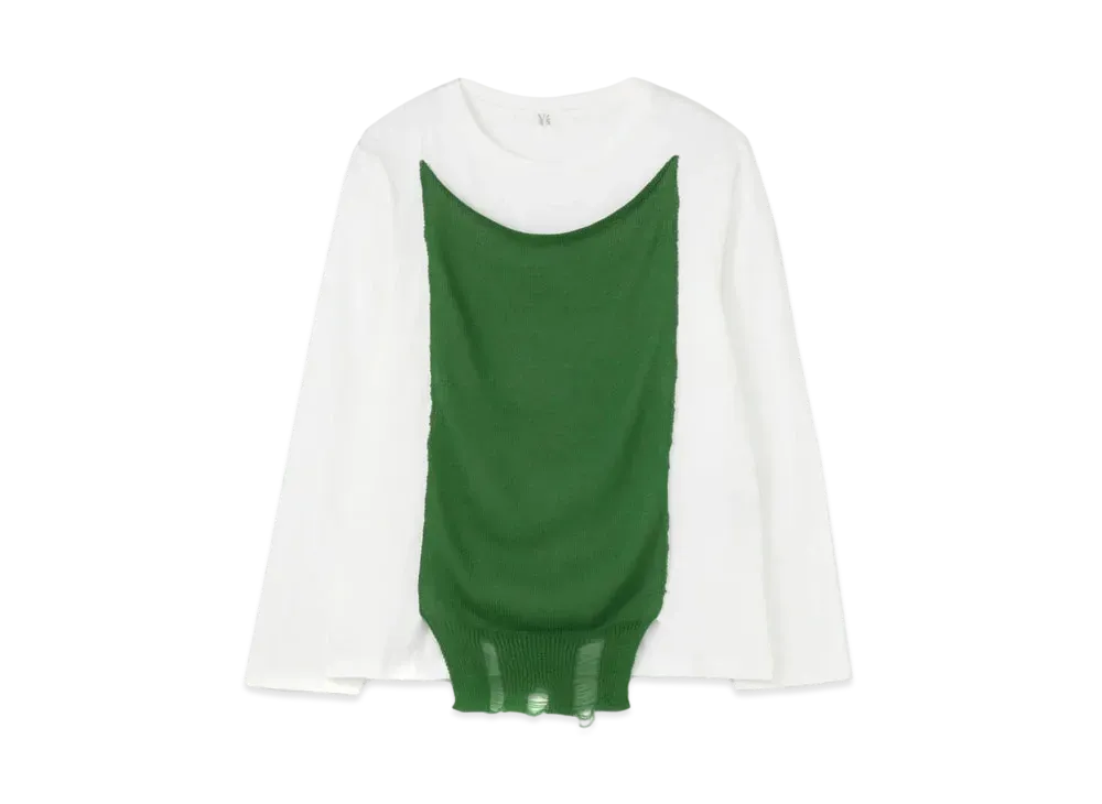 Yohji Yamamoto Y's COTTON PLAIN STITCH KNIT LONG SLEEVE T-SHIRT "Green"