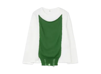 Yohji Yamamoto Y's COTTON PLAIN STITCH KNIT LONG SLEEVE T-SHIRT "Green"