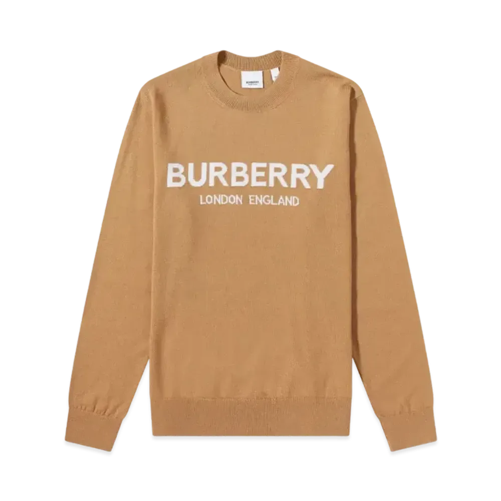 Burberry Men's Fennel Logo Intarsia Knit "Camel"