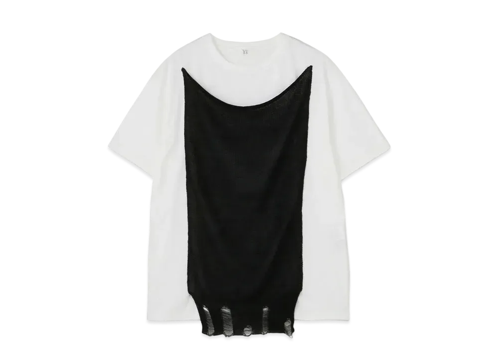 Yohji Yamamoto Y's COTTON PLAIN STITCH KNIT BIG T-SHIRT "White/Black"