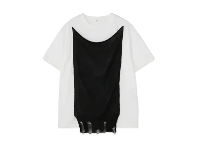 Yohji Yamamoto Y's COTTON PLAIN STITCH KNIT BIG T-SHIRT "White/Black"