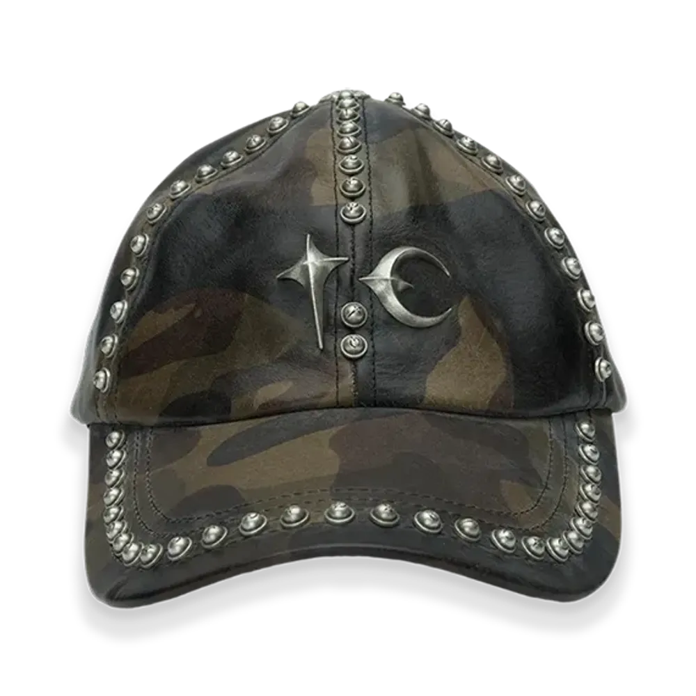 THUG CLUB Studded Camo Leather Cap "Dark Camo"