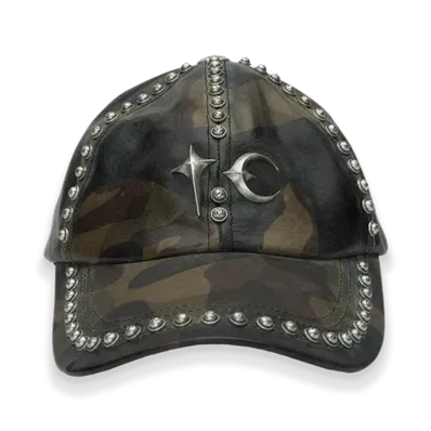 THUG CLUB Studded Camo Leather Cap "Dark Camo"