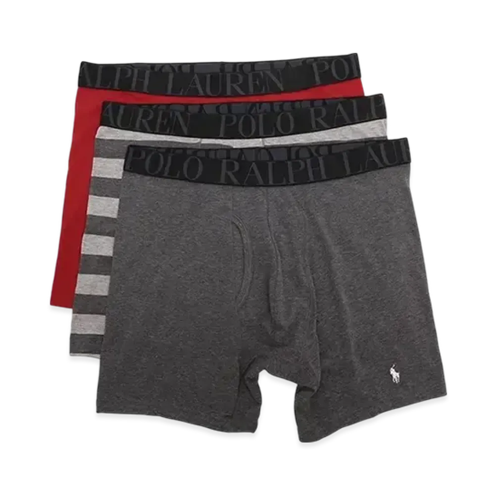Polo Ralph Lauren Stretch Classic Fit Boxer Pants 3 Pack "Red/Charcoal/Stripe"