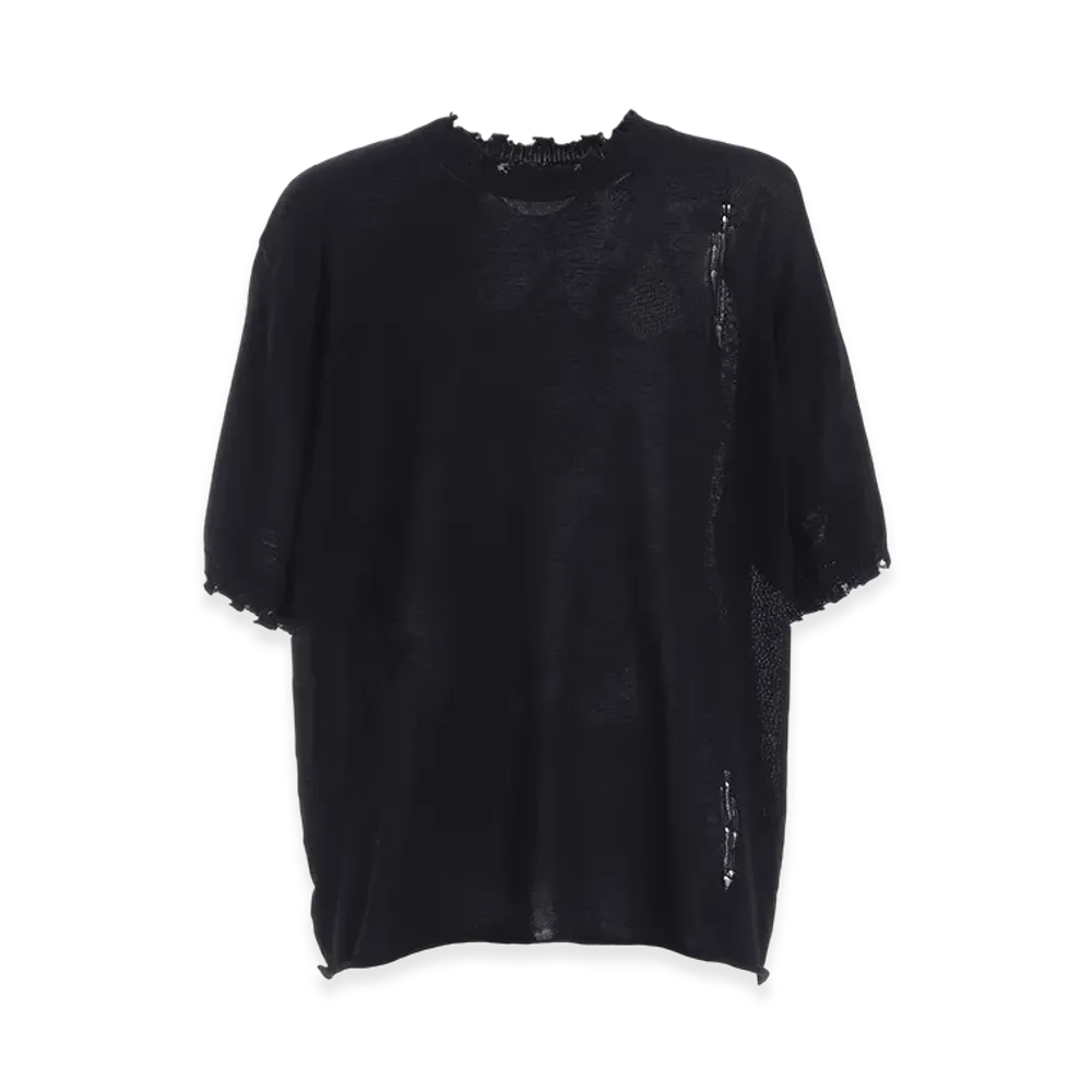 S'YTE Compact Twist 10G Damaged Knitted Pullover "Black"